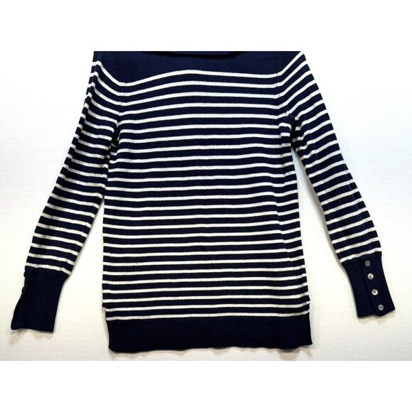 Lauren Ralph Lauren Cowl Neck Knit Sweater Womens S Navy & White Striped - Picture 10 of 11